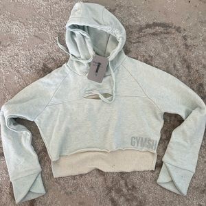 Gymshark cropped raw hoodie sea foam nwt small